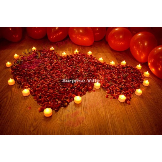 Heart Shaped Balloons  Decoration With Petals 