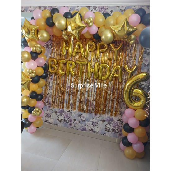 Golden and Pink Birthday Decoration Golden and Pink Birthday Decoration