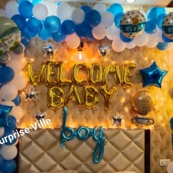 Blue Balloon Welcome Baby Boy Decor