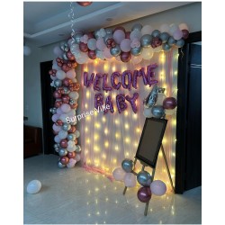 Welcome Baby Backdrop With Curtain