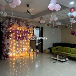 Welcome Baby Backdrop With Curtain