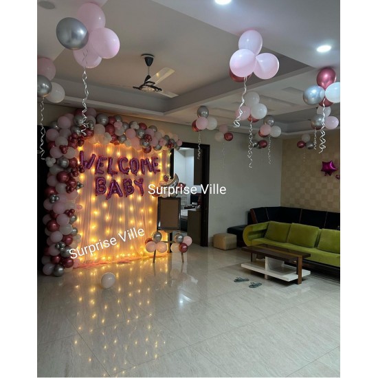 Welcome Baby Backdrop With Curtain Welcome Baby Backdrop With Curtain
