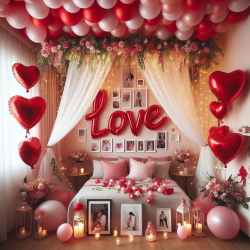 Romantic Room Canopy And Balloon Decoration